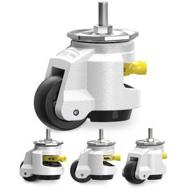HOLKIE Leveling Stem Casters Set of 4 Heavy Duty Retractable Caster Wheels, 1/2" and M12 Stem Size, Total Capacity 3300 Lbs, Adjustable Wheel with Ratchet Handle for Workbench, Machine, Equipment
