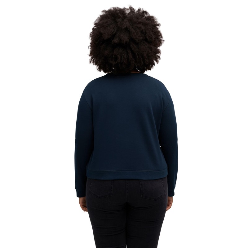 Ulla Popken Women's Cropped Sweatshirt, navy