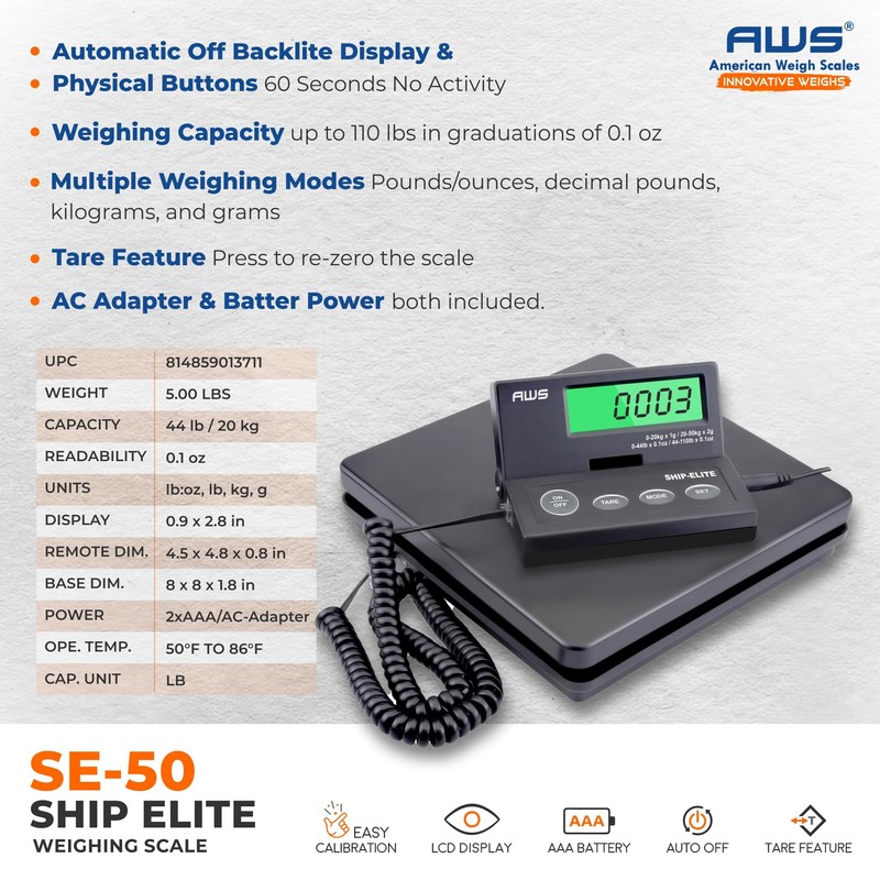 American Weigh Scales Digital Shipping Scale | Highly Accurate Multifunctional