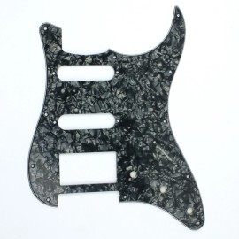 mLaval Guitar Parts 4 Ply Guitar Pickguard Stratocaster Strat Style HSS Style,Black Pearl