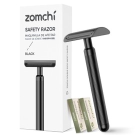 ZOMCHI Safety Razor for Men with 10 Safety Razor Blades, Reusable Metal Razor for Men & Women, Eco-Friendly Razors - Matte Black