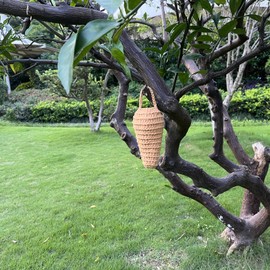 2 Pack Crochet Wasp Nest Decoy,Hanging Wasp Deterrent for Patio and Eaves, Fake Wasp Nest Decoration to Deter Wasps, Hornets, bees,Hornets Nest Decoy Decoration