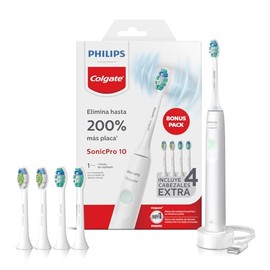 Philips Colgate Cepillo Dental Eléctrico SonicPro 10 con 4 Repuestos