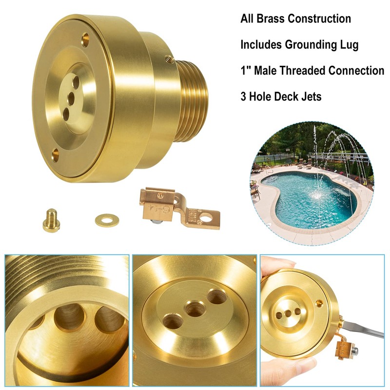 Hihitomorrow 3 Hole Pool Brass Deck Jet Nozzle with Ground