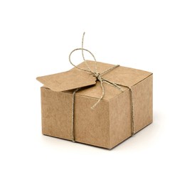 PartyDeco Pack of 10 Brown Square Candy Boxes - Cardboard and Cord