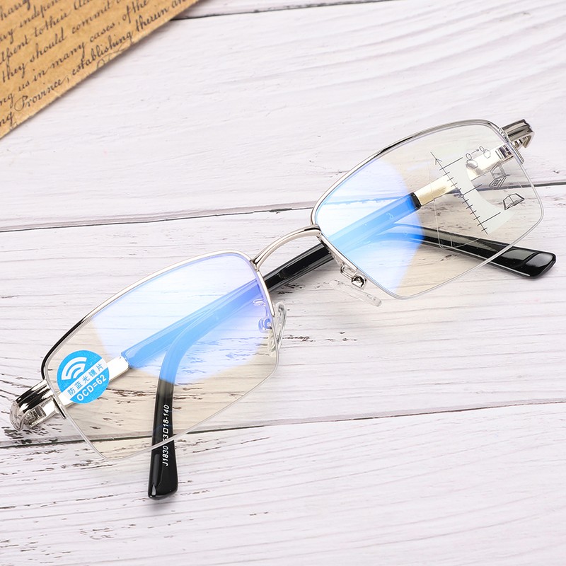 Metal Multifocal Fatigue Relief Reading Glasses Anti Blue Rays Presbyopic