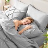 CozyLux Queen Comforter Set Light Grey, 7 Pieces Pintuck Bed