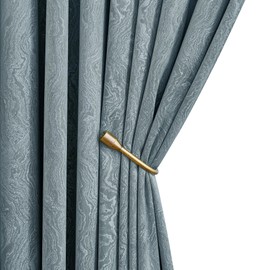 RYB HOME Blue Velvet Curtains 84 inches Long, Back Tab & Rod Pocket Modern Marble Textured Curtain & Drapes for Living Room Bedroom, W52 x L84 inches, Stone Blue, 2 Panels