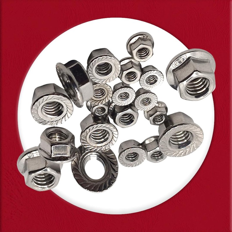 M10 Serrated Flange Nuts Marine Grade Style in A4 Stainless