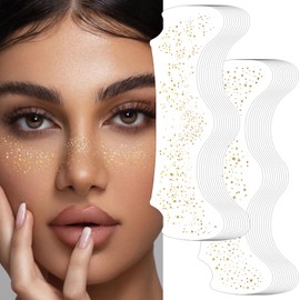 24PCS Face Makeup Patches, Gold Glitter Freckles Face Tattoo, Glitter Freckles, Sparkle Makeup Patches, Waterproof Face Glitter Speckles Patches for Women