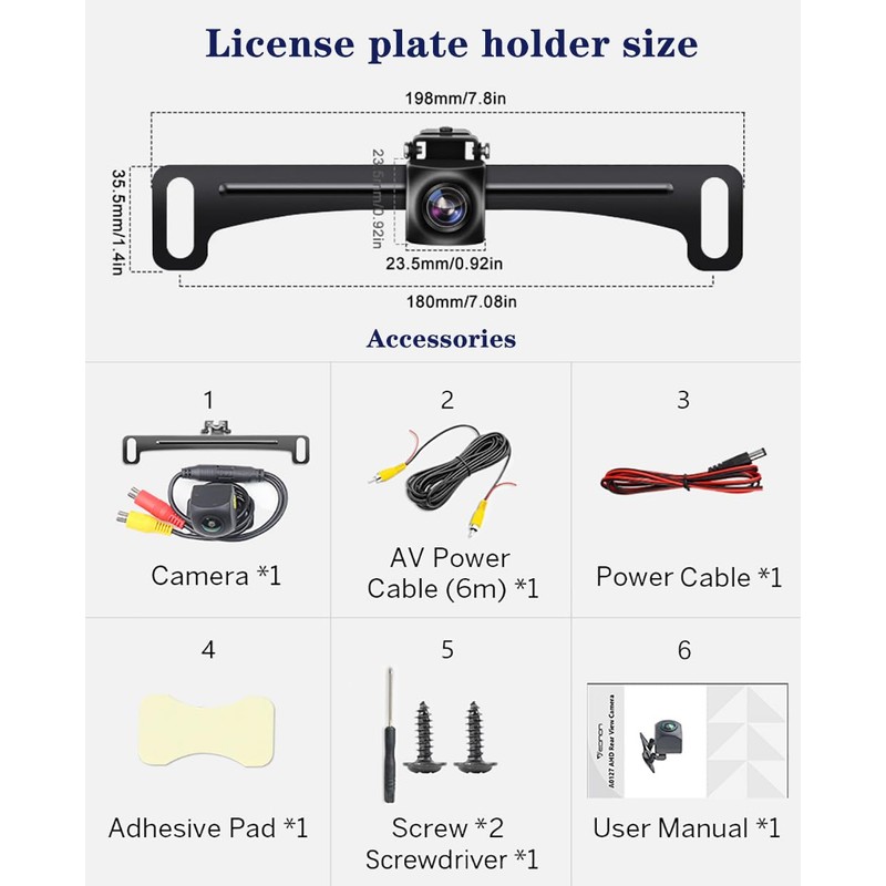 Backup Camera AHD 720P Metal 170 Degree Wide Angle Night