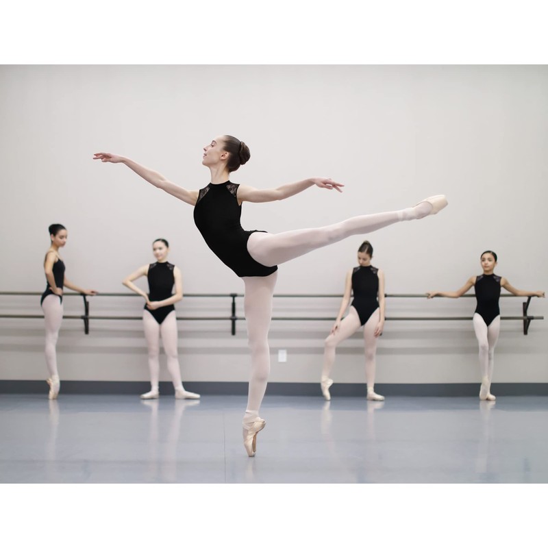 [DANSHOW] Women's Lace Ballet Leotard Dance Mock Neck, Adult Water
