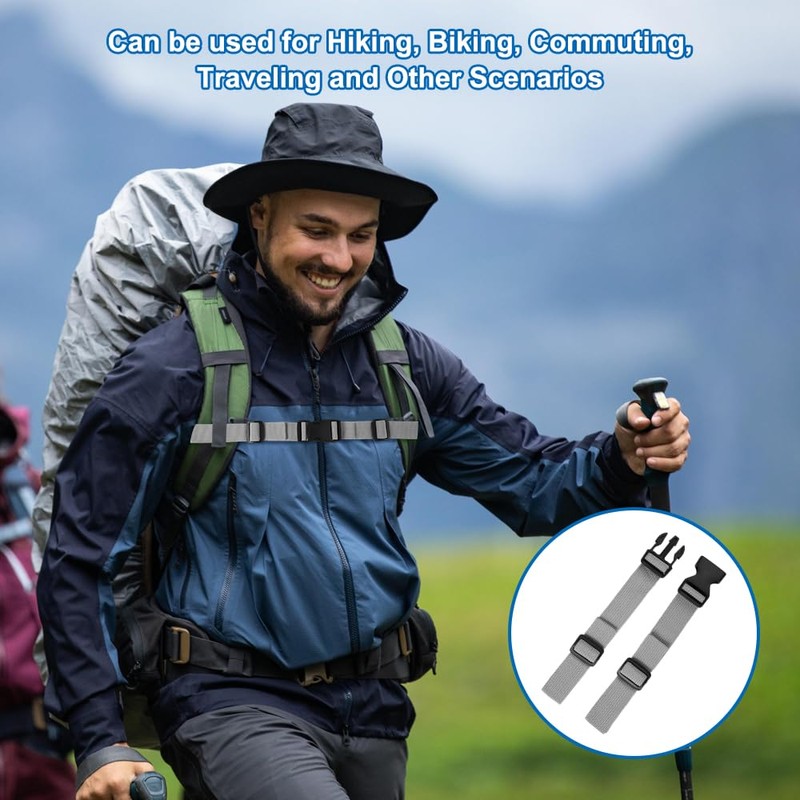 Pack of 2 Adjustable Chest Strap Backpack, 2.5 cm Nylon