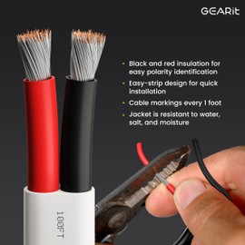 GEARit 12 Gauge Marine Wire, 12/2 AWG (200ft) Marine Grade Tinned Copper Oxygen Free, Duplex 2-Conductor Insulated Red & Black Electrical Cable for Boat, Automotive, RV, Camper, Trailer
