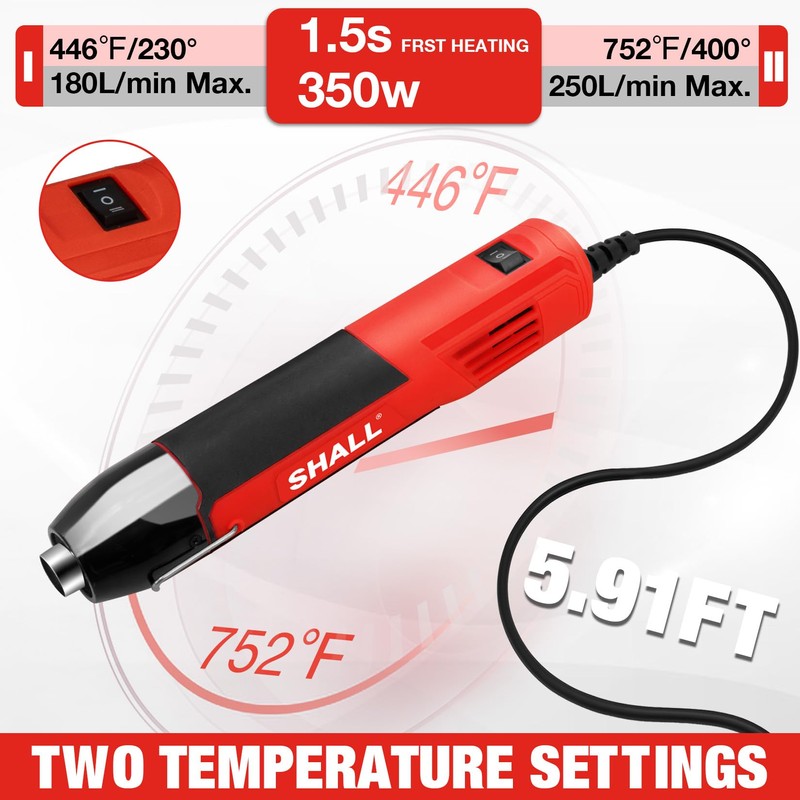 SHALL 350W Mini Heat Gun Set, Portable Hot Air Gun