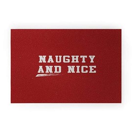 Society6 Leah Flores Naughty and Nice Welcome Mat, 30" x 20", Red