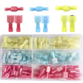 Ruidee 110Pcs Spade Terminals 22-16 AWG 16-14 AWG 12-10 AWG Fully Insulated Nylon Male/Female Quick Disconnect Electrical Wire Crimp Terminal Connectors（ANSZ)