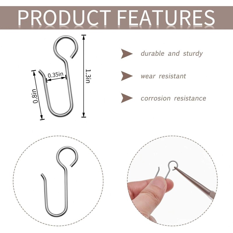 Jetec 180 Pcs Metal Curtain Track Hooks S Shaped Small