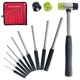 Socpuro Pin Punch Set, Set of 9, 0.06, 0.09, 0.12, 0.12, 1.2, 1.2, 0.12, 0.12, 0.17, 0.27, 0.23, 0.11 inches (1.5, 2.0, 2.5, 3.0, 4.7, 5.5, 6.3, 7.9 mm), Pin Punching, Roll Pin Punch, DIY Center Punch, Machine, Vehicle, Wood, Pin Removal, Tool, Storage Bag Included