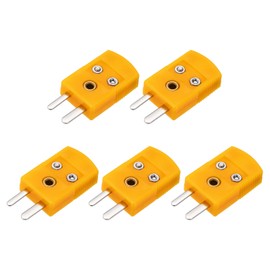 sourcing map K Type Thermocouple Wire Connectors Male Plug Adapter High Temperature 120°C(248°F) for Thermocouple Sensor Probe Dark Yellow 5pcs