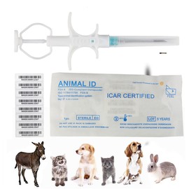 VENREA Universal Pet Microchip 134.2khz Registration Animal Implant Chip FDX-B Pet ID Microchip for The Management and Tracking of Dog Cat Cow Pig Rabbit Pigeon Fish (2 Packs, 2.12x12mm)