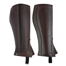 LuxHide Unisex Adult Leather Half Chaps Black and Brown (Brown, S)