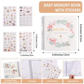 Plliocse Baby Memory Book, Cute Baby Keepsake Journal, Newborn Shower Gifts with Stickers for Mum, Mum to be, Record Milestone Moments (Style 1)