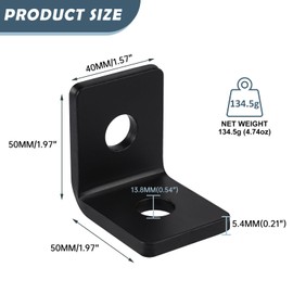 LAICCUM 20 Pack 2 Holes 90° Fitting for 1-5/8" Strut Channel, Strut Hardware L Brackets, 3/16" Thickness, Black