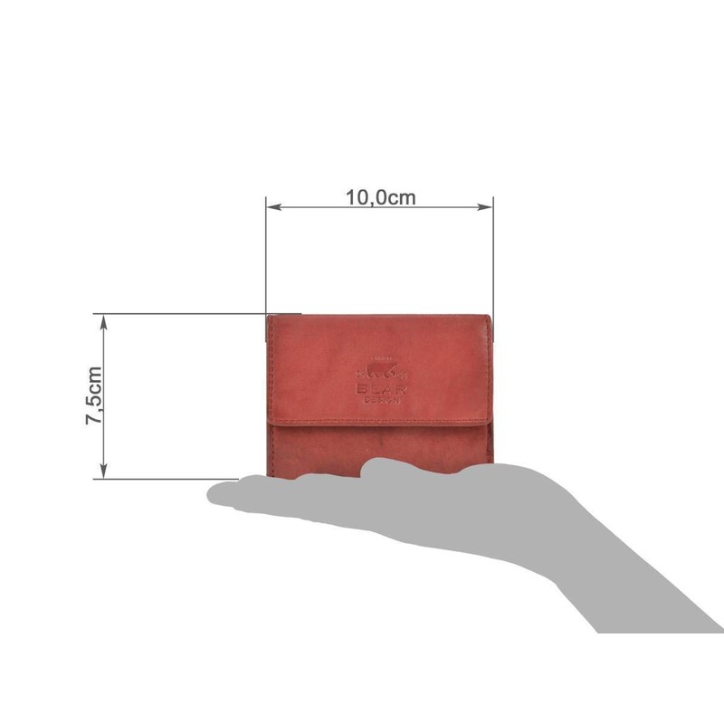 Bear Design Mini Leather Wallet 10 x 7.5 cm Red,