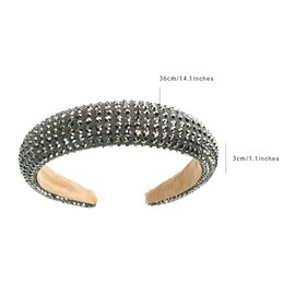 scicent Bridal Hair Accessories for Women Padded Hairband Non-Slip Wide Hair Band for Girls Glitter Headband Embellished Diamond Crystal Rhinestone Head Bands Fashion Party Hair Hoop - 27728