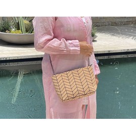 Cork Handbag crossbody shoulder bag Vegan Sustainable Eco friendly gift geometric herringbone design