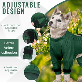 OUOBOB Waterproof Dog Belly Protector Suit, Lightweight Dirt Proof Dog Jumpsuit for Rainy Walks and Muddy Outdoor Play, Full Body Raincoat for Medium Dogs Like Poodle, Corgi, French Bulldog -Black M