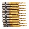 10pcs Hex Shank Drill Bit Metric Screw Thread Tap Titanium