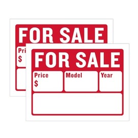 Large 12" x 16" For Sale Sign for Cars and Auto Sales (2-Pack) – 2-Line Design for Easy-to-Read Vehicle Information
