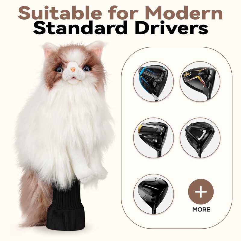 Lifelike Ragdoll Driver Headcover, Cat Plush Stuffed Animal Golf Club