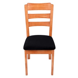 smiry Stretch Chair Seat Covers for Dining Room, Velvet Dining Chair Seat Protectors Chair Slipcovers, Set of 4, Black