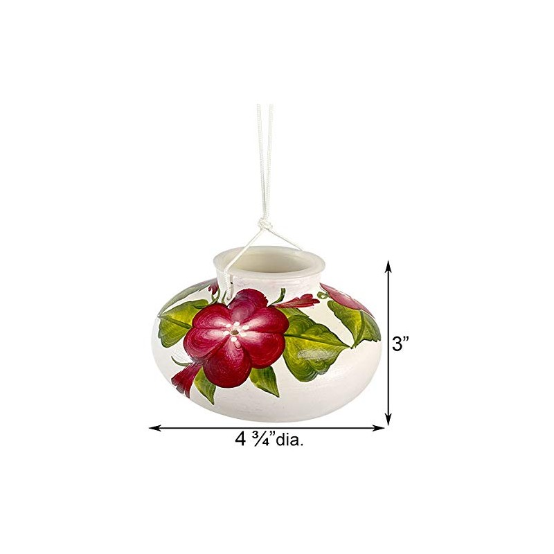 Lone Wolf Ceramic Hummingbird Feeder Set, Garnet Posy