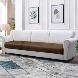 Imnopqr Couch Cushion Covers Leather Look Sofa Covers for 3 Cushion Couch Individual Seat Cushion Covers Stretch Slipcovers Furniture Protector, Pets Friendly(1PCS Sofa Cushion Cover, Brown)