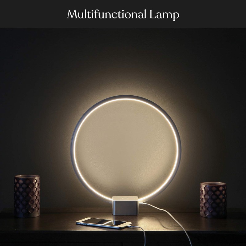 Brightech Circle - LED Modern Bedroom Nightstand Lamp - Super