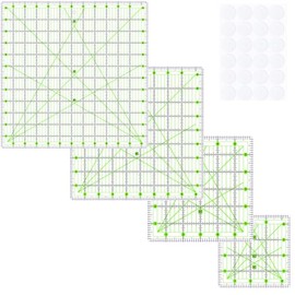 Quilting Rulers,Quilting Templates(4.5"X4.5", 6"X6", 9.5"X9.5", 12.5"X12.5"),Acrylic Square Ruler,Square Quilting Ruler,Fabric Cutting Ruler for Quilting and Sewing(Green)