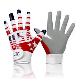 GOWISDOM Youth Baseball Batting Gloves, Softball Batting Gloves for Youth Super Grip for Enhanced Game Experience Training, American Flag