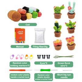 Crochet Set for Beginners, Crochet Hook Set, Crochet Set for Beginners with Crochet Yarn, Sunflower, with Crochet Hook Set, Polyester Fibre Filling, Handle Wire, Stitch Markers, Crochet Starter Kit