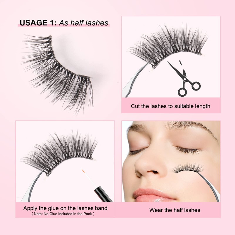 Glowing Win Half Eyelashes, Cateye Natural Look Artificial Eyelashes, 10