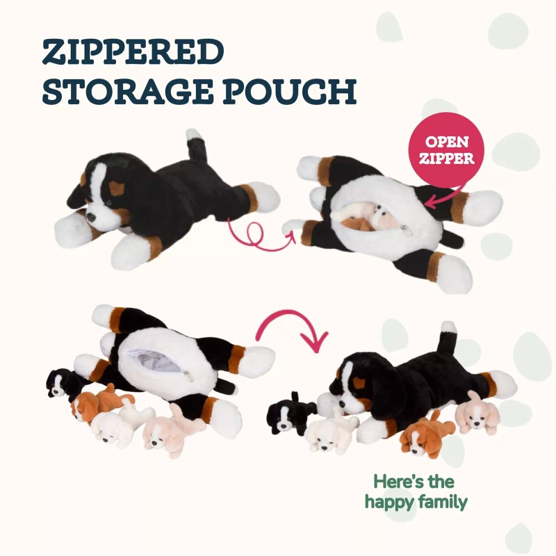 PixieCrush 5 Piece Multicolor Stuffed Dog Set with 4 Puppies