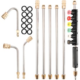 Toolly Pressure Washer Extension Wand 8FT Upgrade Power Washer Lance with Spray Nozzle Tips,30°, 90°, 120° Curved Rod, 4000PSI
