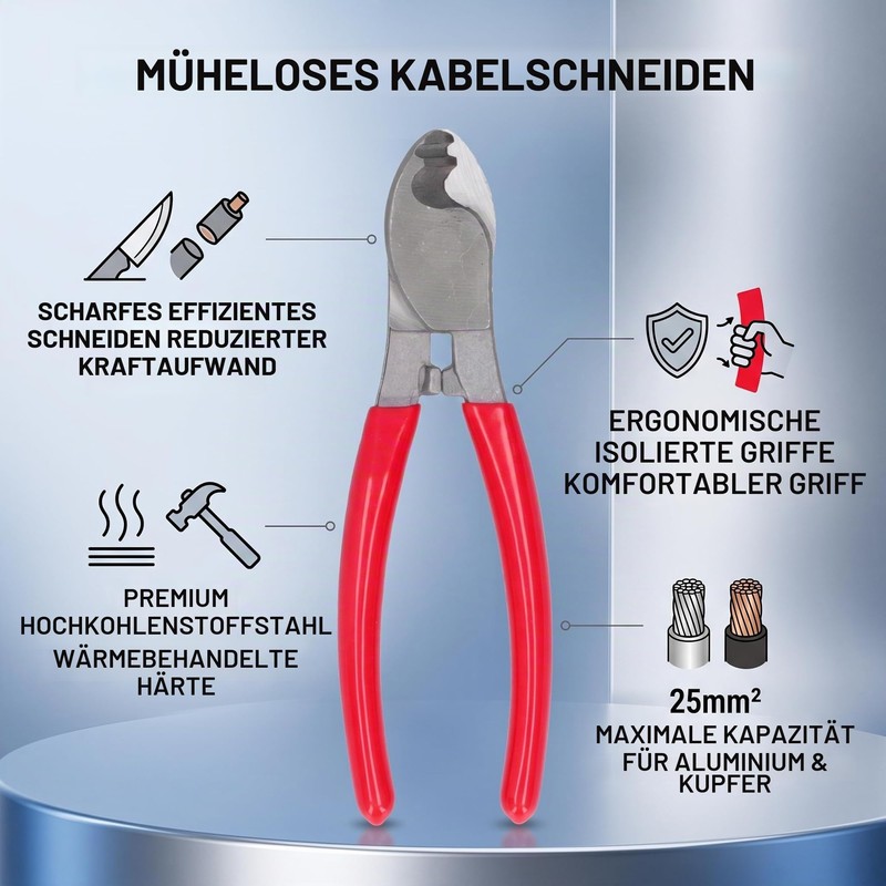 Portable Insulation Pliers and Cable Cutter for Aluminium, Copper, Communication