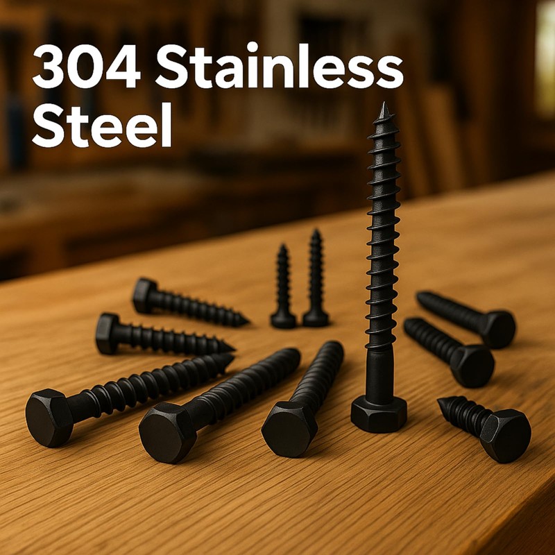 1/4 x 4 Black Lag Bolts, 10 PCs Dacromet-Coated 304