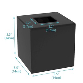 HIIMIEI Square Cosmetic Tissue Box, 14 x 14 x 14 cm Acrylic Tissue Dispenser, Tissue Box with Magnetic Cover for Dining Room, Bathroom, Bedroom, Car, Office - Matte Black