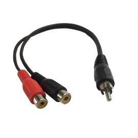 electrosmart 1 RCA Phono Male Plug to 2 RCA Phono Female Sockets Y Splitter 0.2m / 20cm Cable