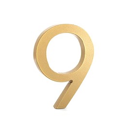 Montague Metal Products MHN-06-F-GD1-9 Solid Brushed Aluminum Modern Floating Address House Numbers, 6", Powder Coated Gold